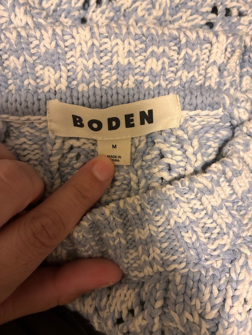 Boden Light Lavender Marled Cable Knit Crew Sweater - Picture 5 of 6